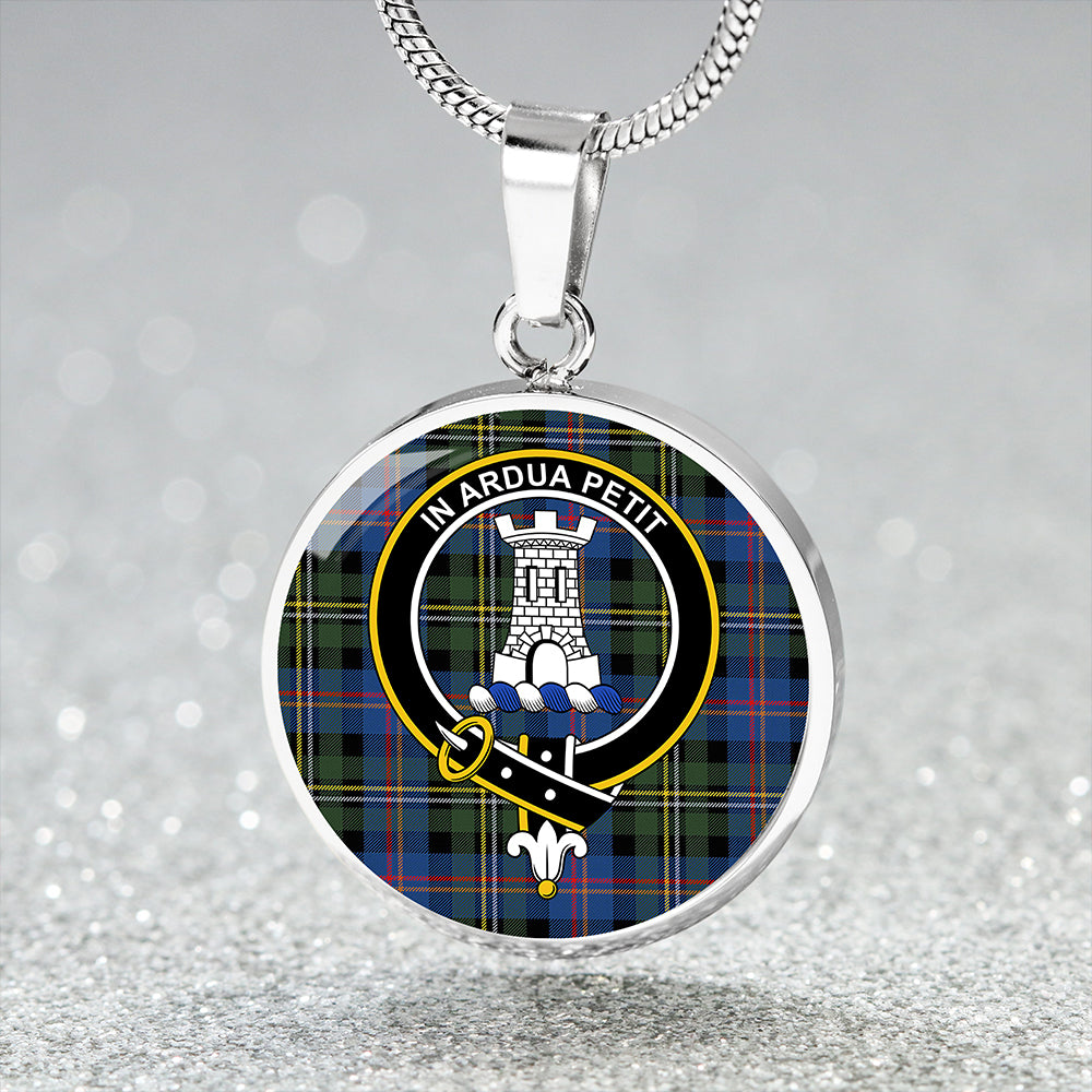 Malcolm 1840 Modern Clan Badge Tartan Classic Circle Necklace