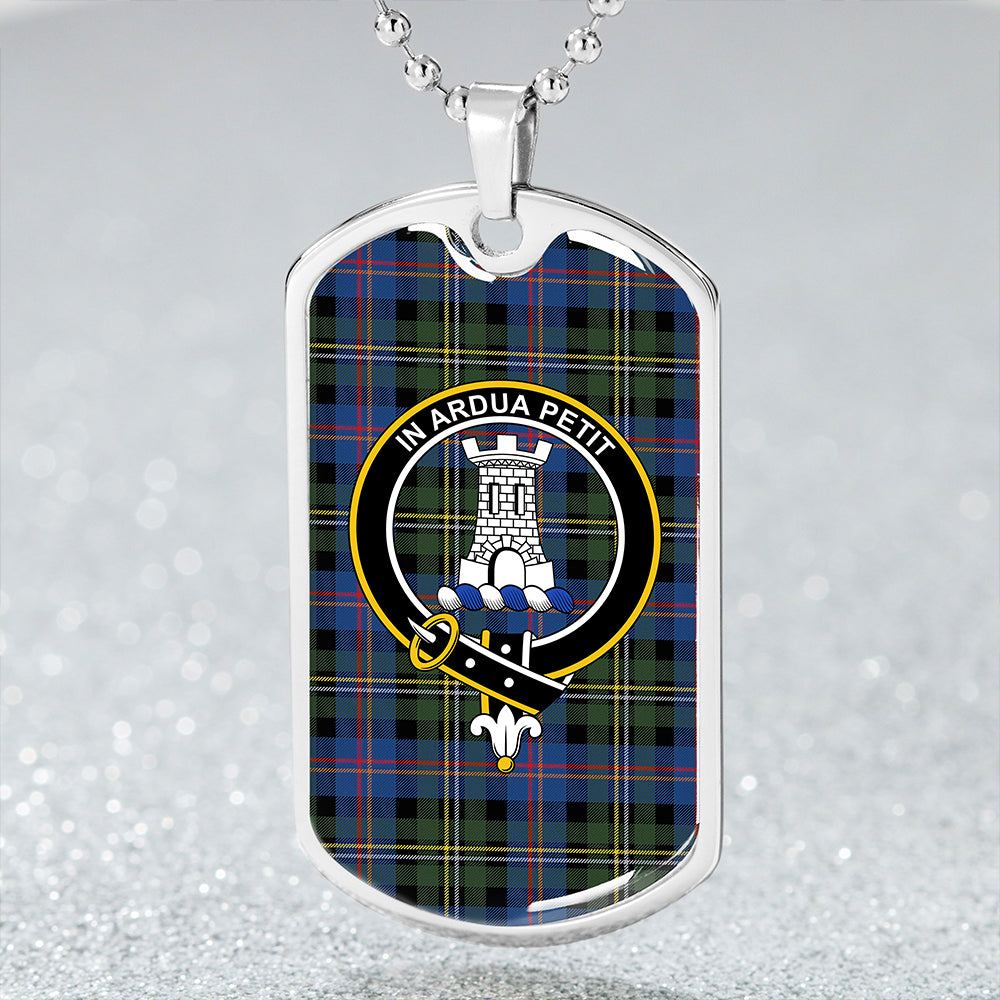 Malcolm 1840 Modern Clan Badge Classic Tartan Dog Tag Necklace