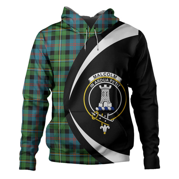 Malcolm Ancient Clan Badge Tartan Hoodie Circle Style