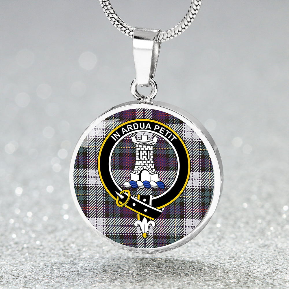 Malcolm Dress Variant Weathered Clan Badge Tartan Classic Circle Necklace