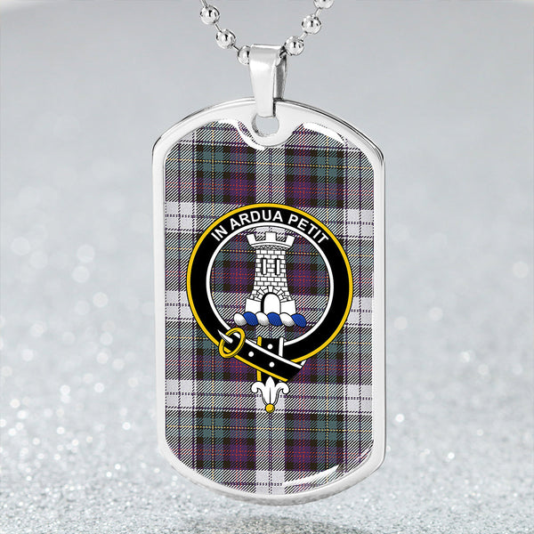 Malcolm Dress Variant Weathered Clan Badge Classic Tartan Dog Tag Necklace