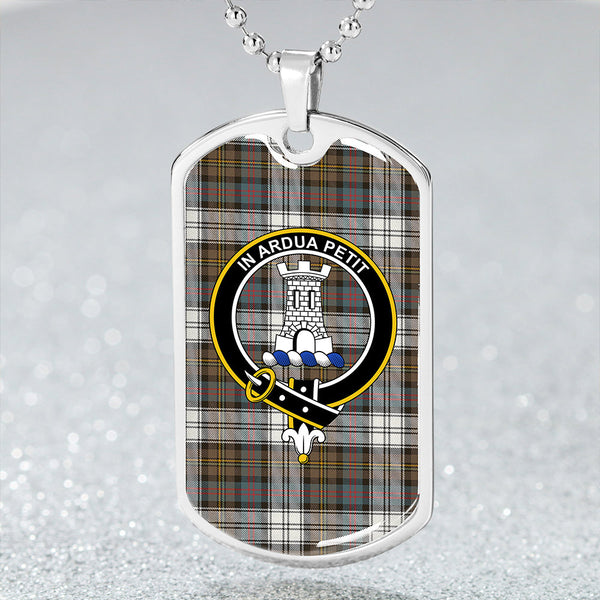 Malcolm Dress Weathered Clan Badge Classic Tartan Dog Tag Necklace