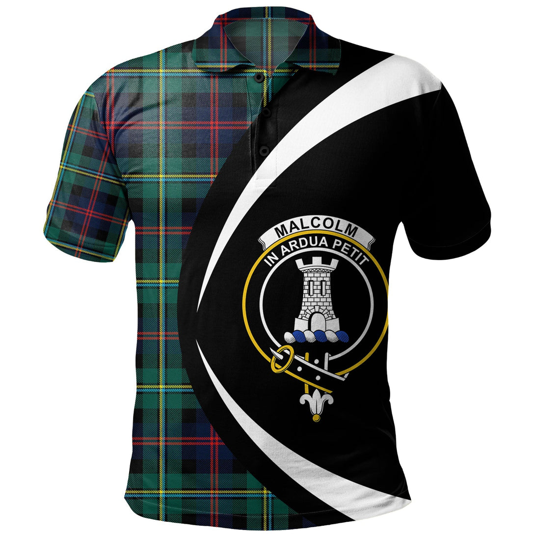 Malcolm Modern Clan Badge Tartan Polo Shirt Circle Style Personalized