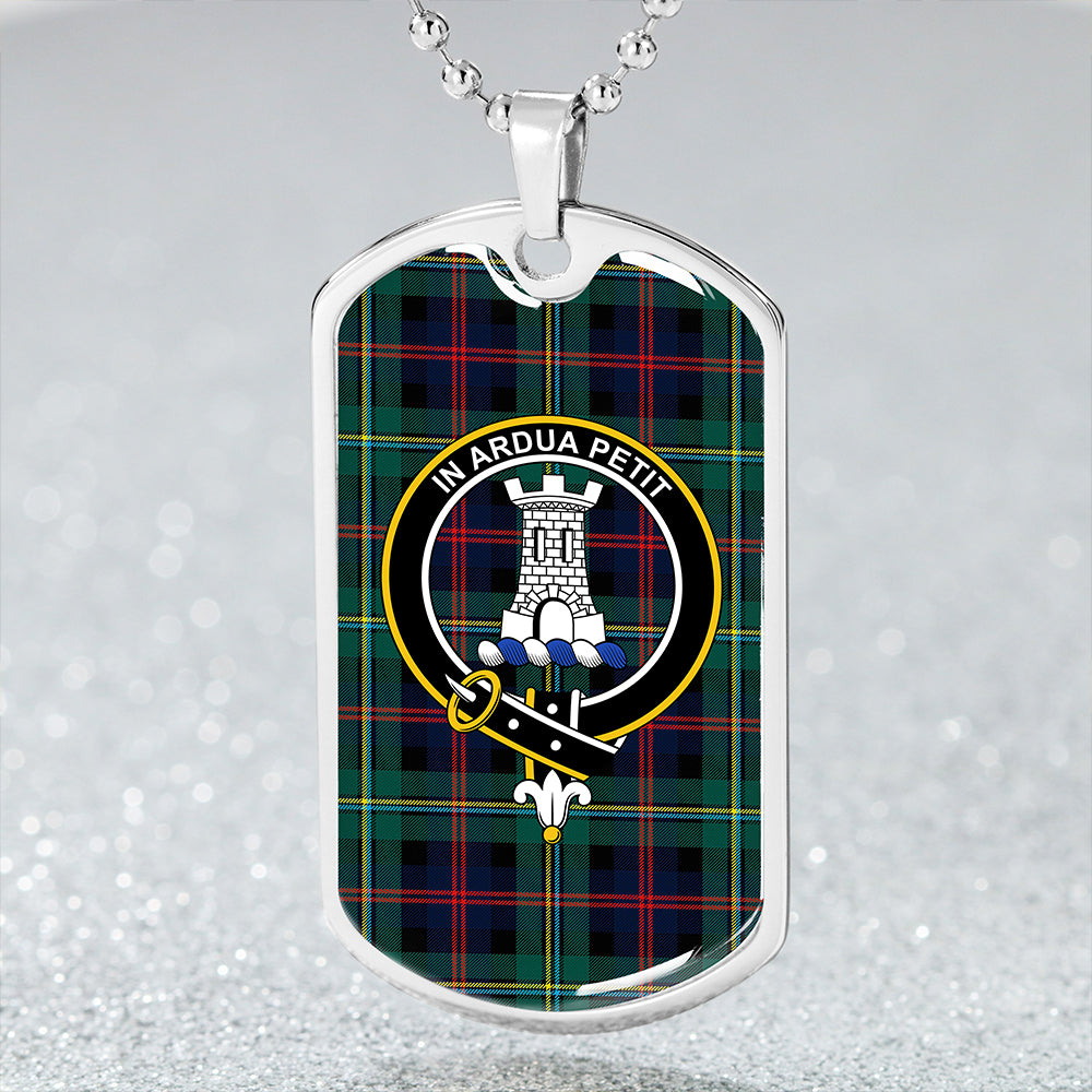 Malcolm Modern Clan Badge Classic Tartan Dog Tag Necklace