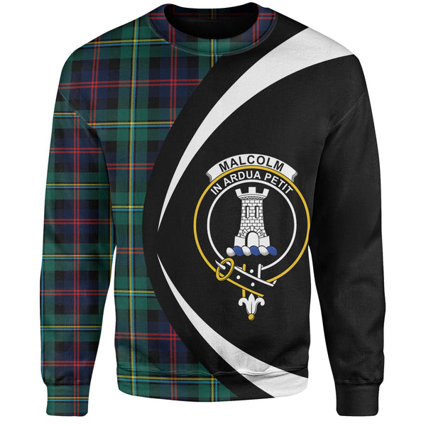 Malcolm Modern Clan Badge Tartan Sweatshirt Circle Style Personalized