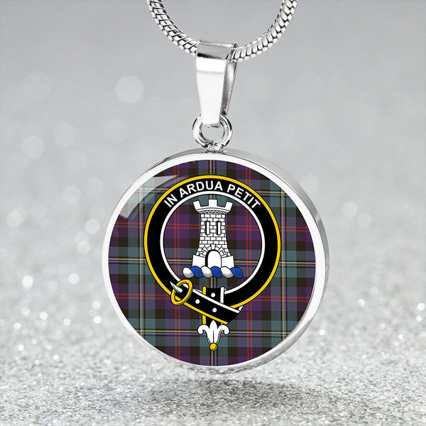 Malcolm Weathered Clan Badge Tartan Classic Circle Necklace