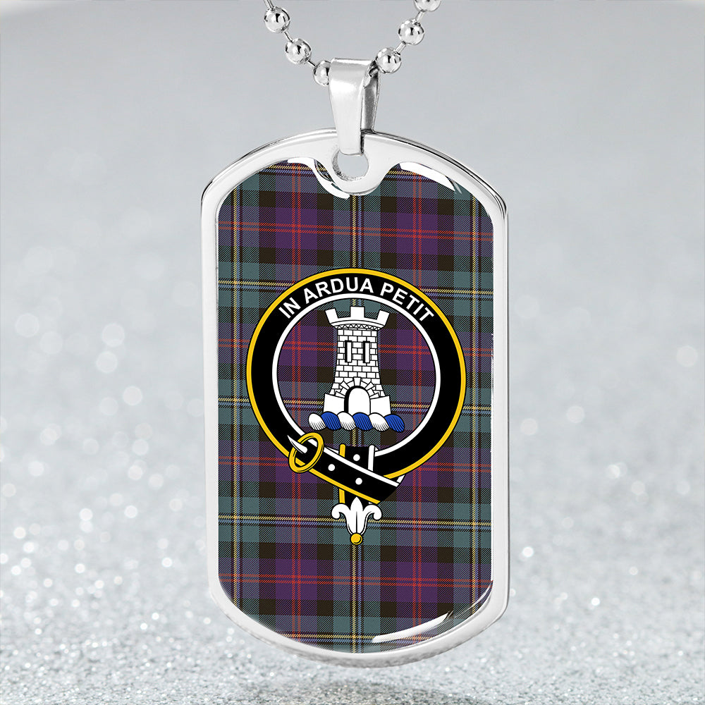 Malcolm Weathered Clan Badge Classic Tartan Dog Tag Necklace