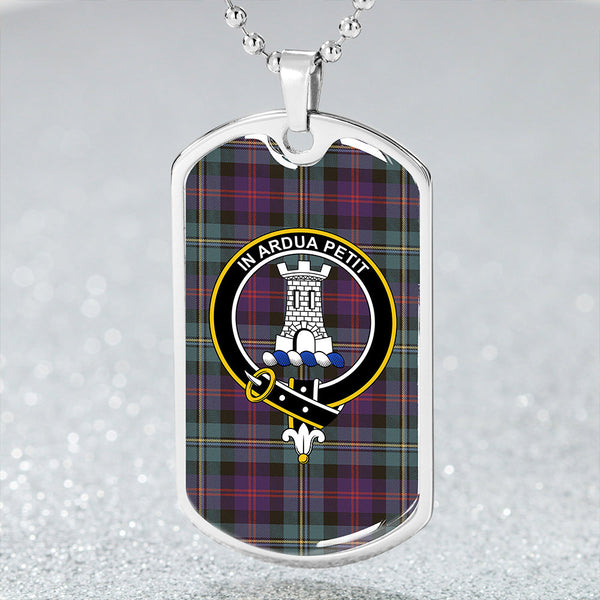 Malcolm Weathered Clan Badge Classic Tartan Dog Tag Necklace