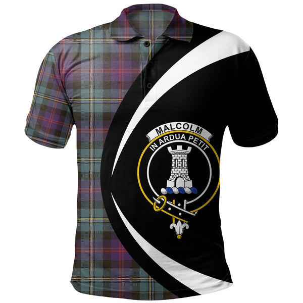 Malcolm Weathered Clan Badge Tartan Polo Shirt Circle Style Personalized