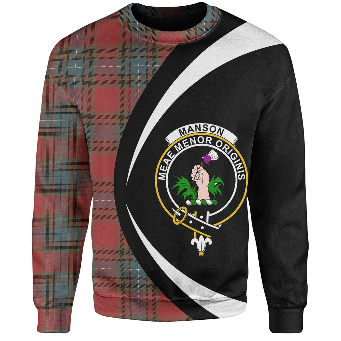 Manson Weathered Clan Badge Tartan Sweatshirt Circle Style Personalized