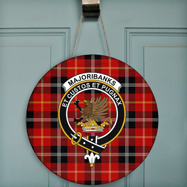 Marjoribanks Tartan Classic Crest Round Wooden Sign