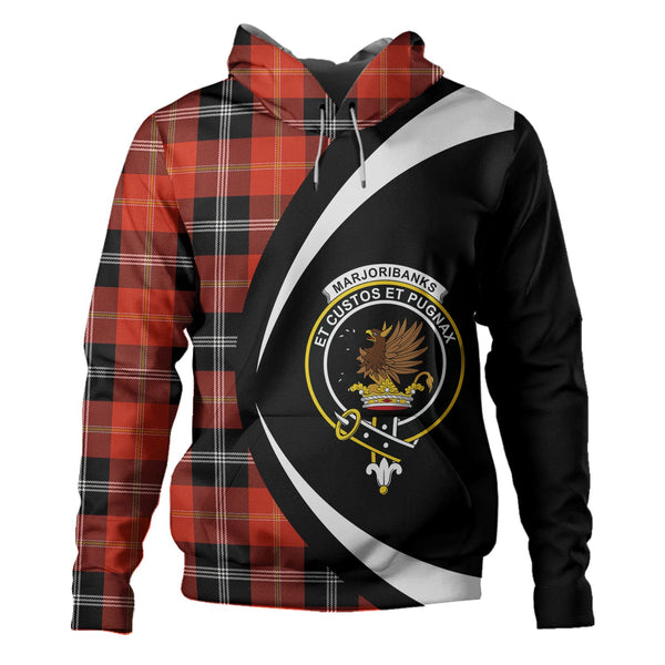 Marjoribanks Ancient Clan Badge Tartan Hoodie Circle Style