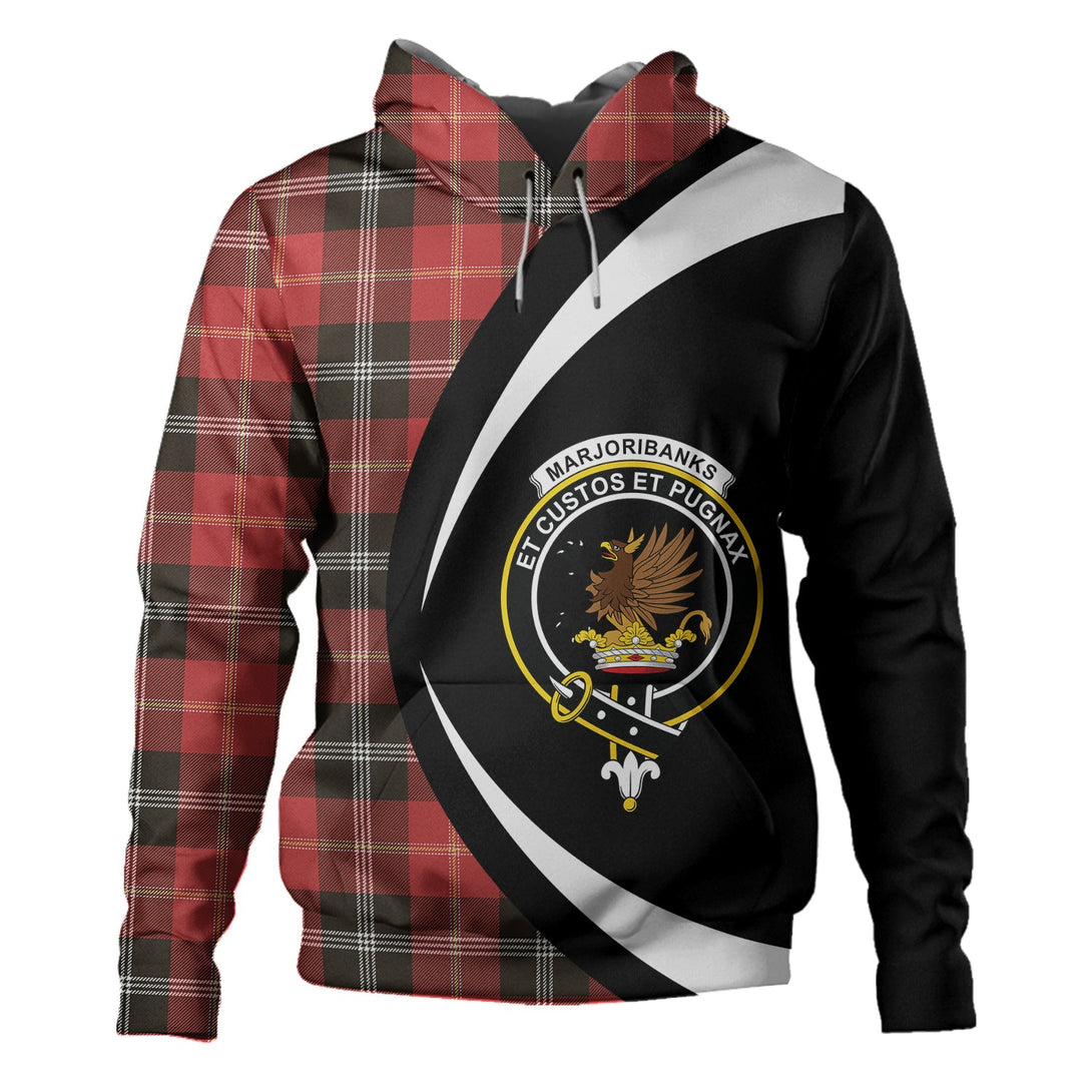 Marjoribanks Weathered Clan Badge Tartan Hoodie Circle Style