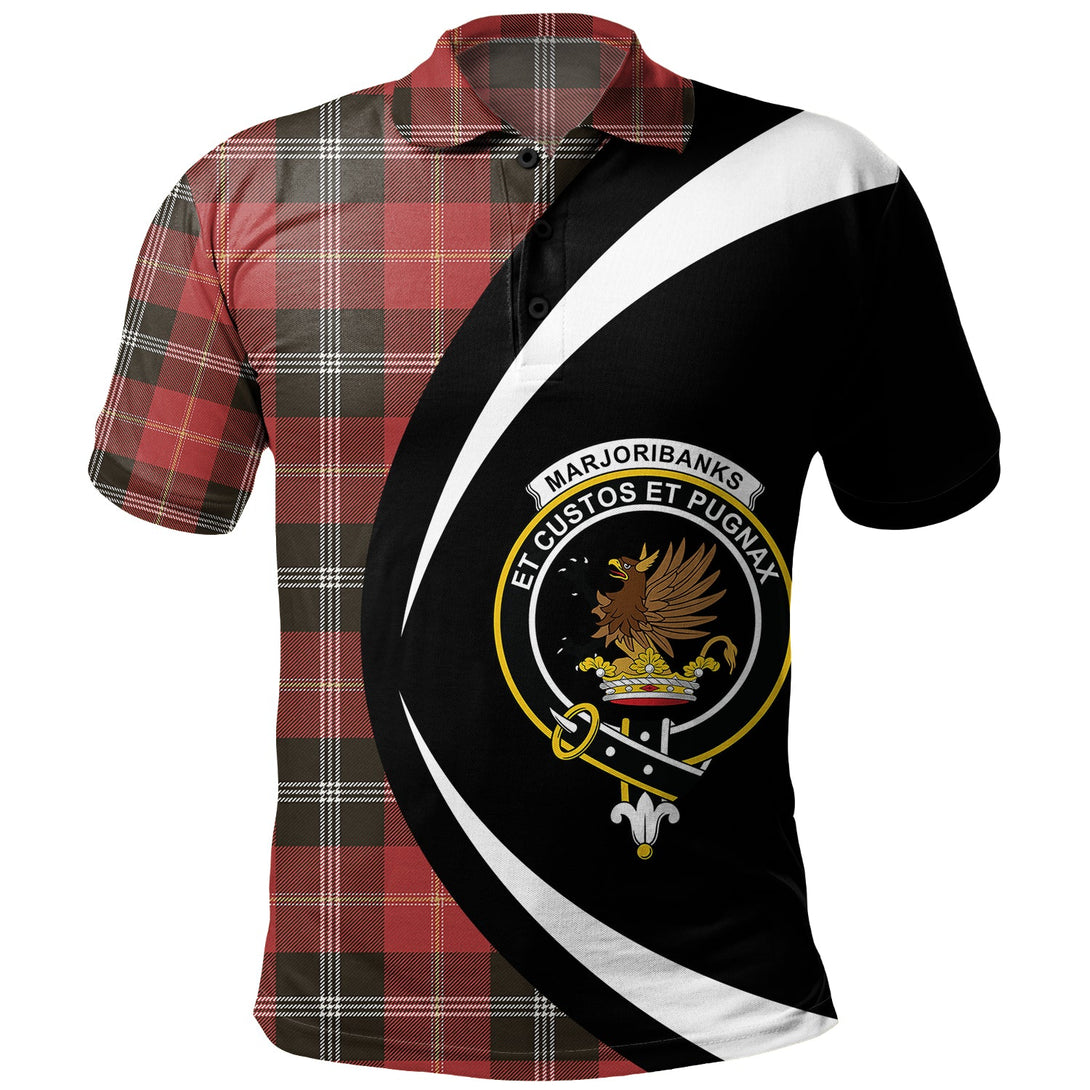 Marjoribanks Weathered Clan Badge Tartan Polo Shirt Circle Style Personalized