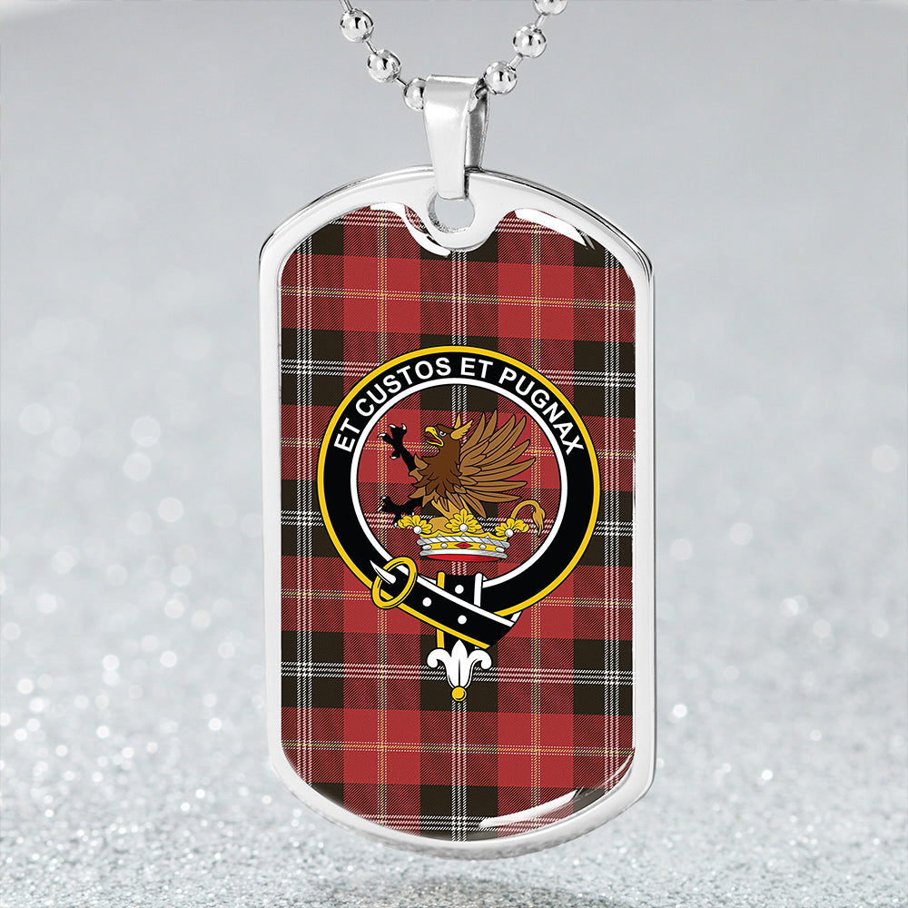 Marjoribanks Weathered Clan Badge Classic Tartan Dog Tag Necklace