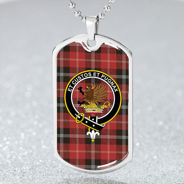 Marjoribanks Weathered Clan Badge Classic Tartan Dog Tag Necklace