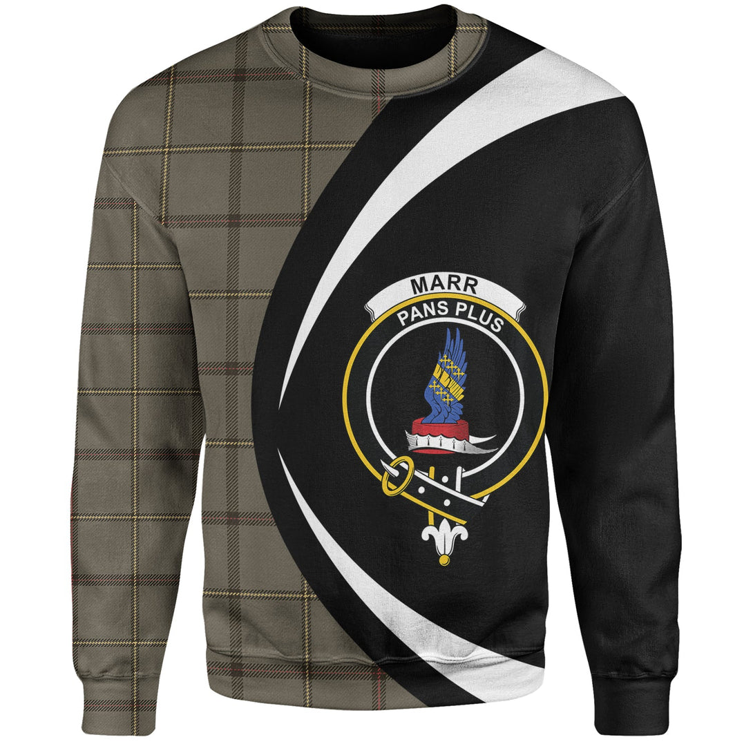 Marr Weathered Clan Badge Tartan Sweatshirt Circle Style Personalized