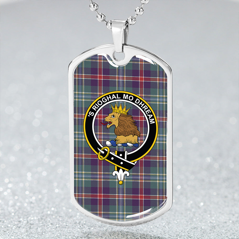 Mary, Queen of Scots Weathered Clan Badge Classic Tartan Dog Tag Necklace