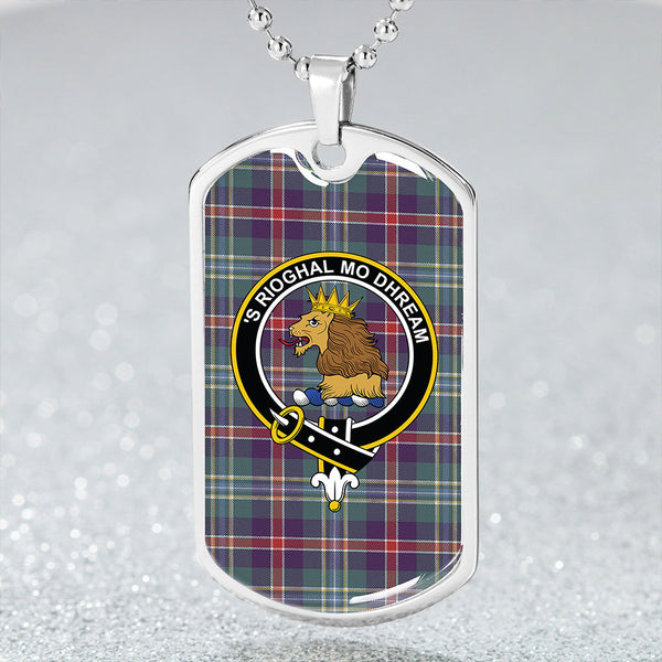 Mary, Queen of Scots Weathered Clan Badge Classic Tartan Dog Tag Necklace