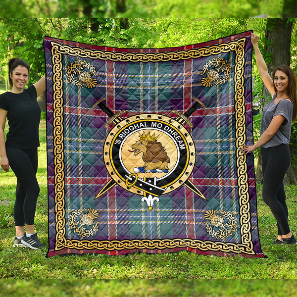 Mary, Queen of Scots Weathered Clan Badge Tartan Premium Quilt Celtic Shield