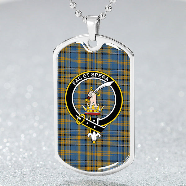 Matheson Blue; Hunting Ancient Clan Badge Classic Tartan Dog Tag Necklace