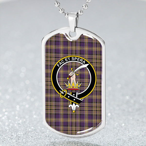 Matheson Blue; Hunting Weathered Clan Badge Classic Tartan Dog Tag Necklace