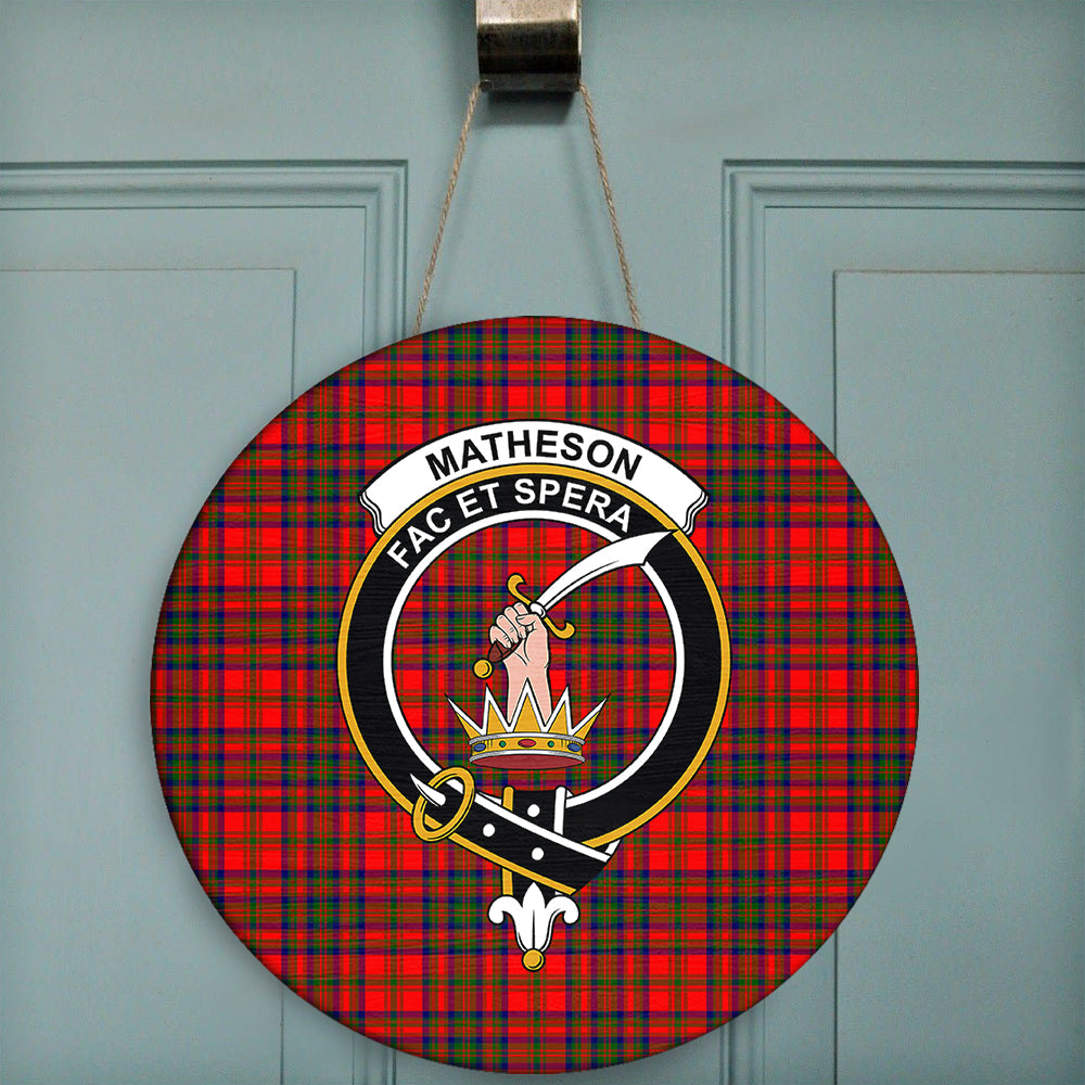 Matheson Modern Tartan Classic Crest Round Wooden Sign