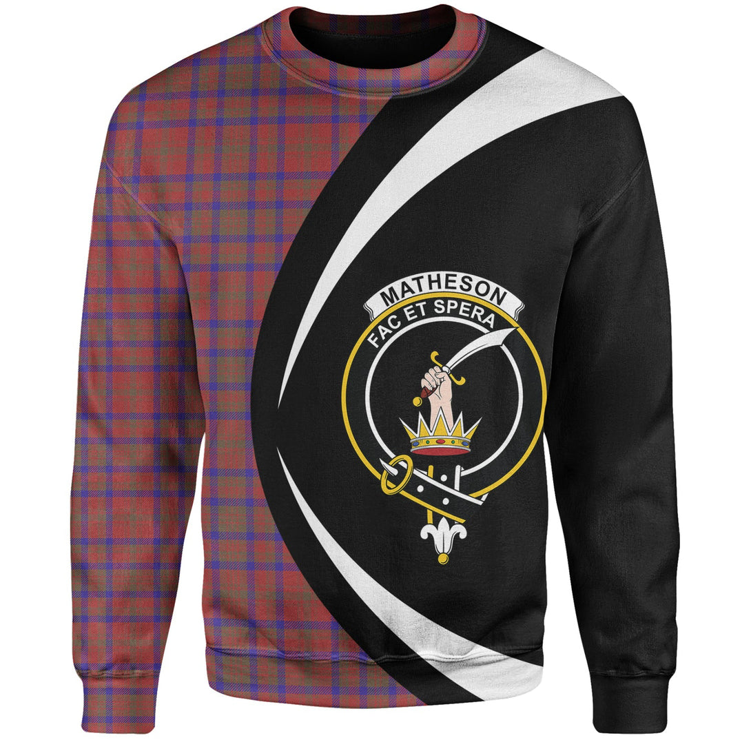 Matheson Weathered Clan Badge Tartan Sweatshirt Circle Style Personalized