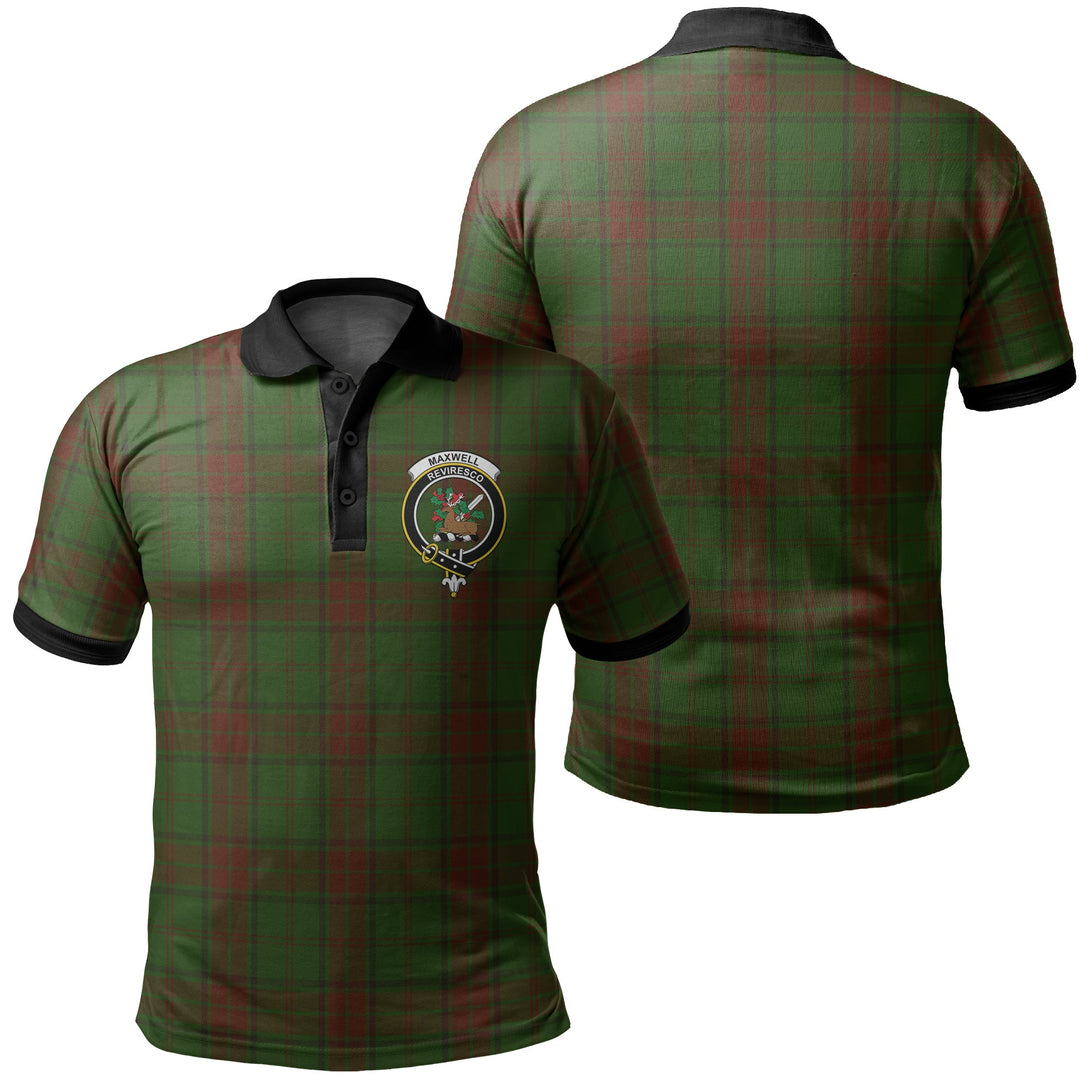 Maxwell Hunting Tartan Crest Polo Shirt Black Neck 2 Style