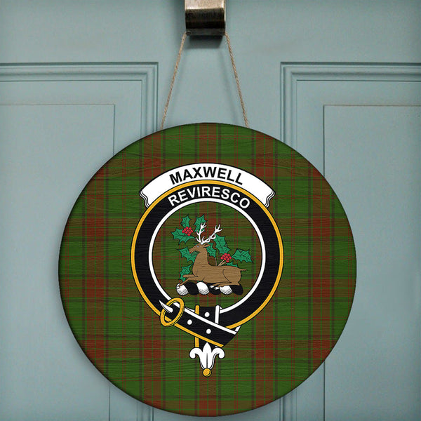 Maxwell Hunting Tartan Classic Crest Round Wooden Sign