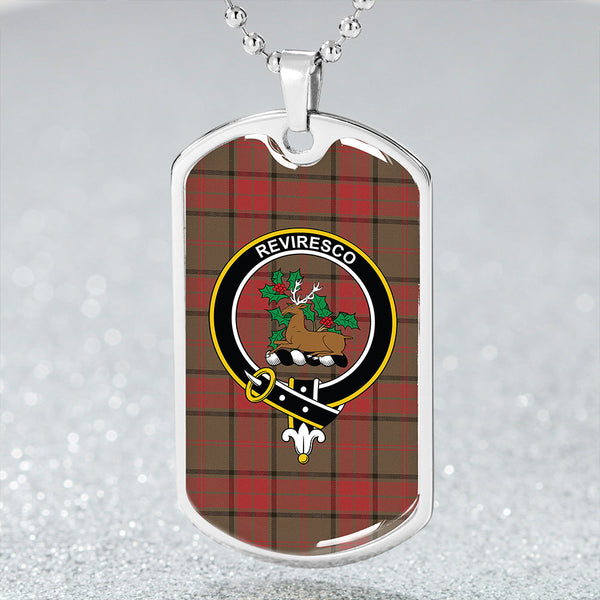 Maxwell Hunting Weathered Clan Badge Classic Tartan Dog Tag Necklace