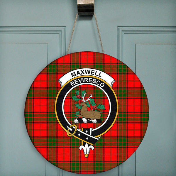 Maxwell Modern Tartan Classic Crest Round Wooden Sign