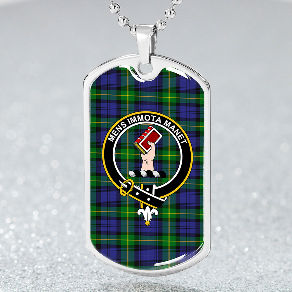 Meldrum Clan Badge Classic Tartan Dog Tag Necklace