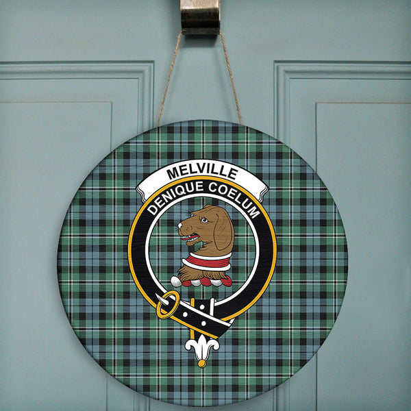 Melville Tartan Classic Crest Round Wooden Sign