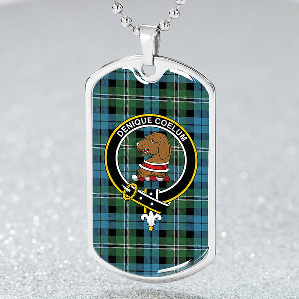 Melville Ancient Clan Badge Classic Tartan Dog Tag Necklace