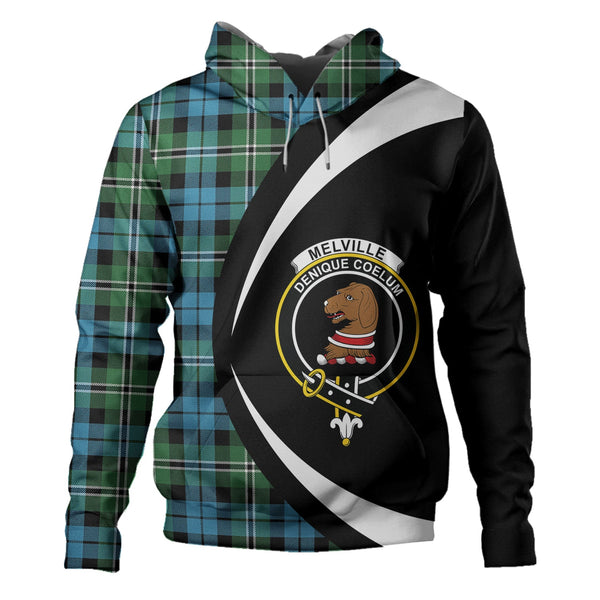 Melville Ancient Clan Badge Tartan Hoodie Circle Style