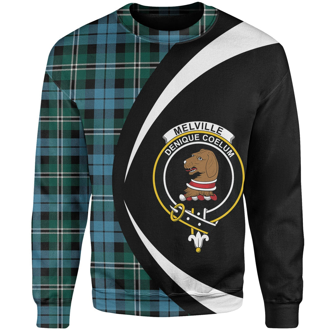 Melville Modern Clan Badge Tartan Sweatshirt Circle Style Personalized