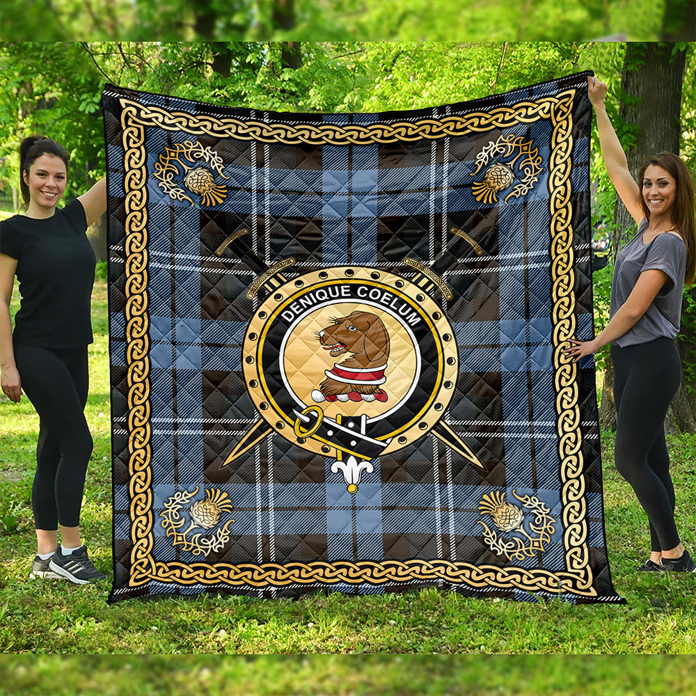 Melville Weathered Clan Badge Tartan Premium Quilt Celtic Shield