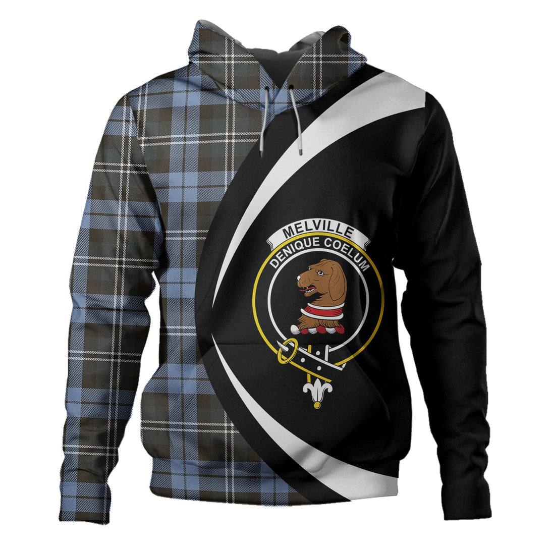 Melville Weathered Clan Badge Tartan Hoodie Circle Style