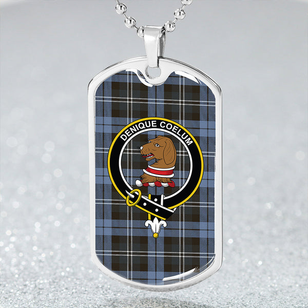 Melville Weathered Clan Badge Classic Tartan Dog Tag Necklace