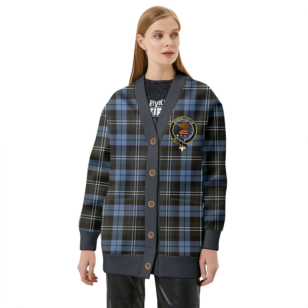 Melville Weathered Clan Badge Tartan V-neck Cardigan