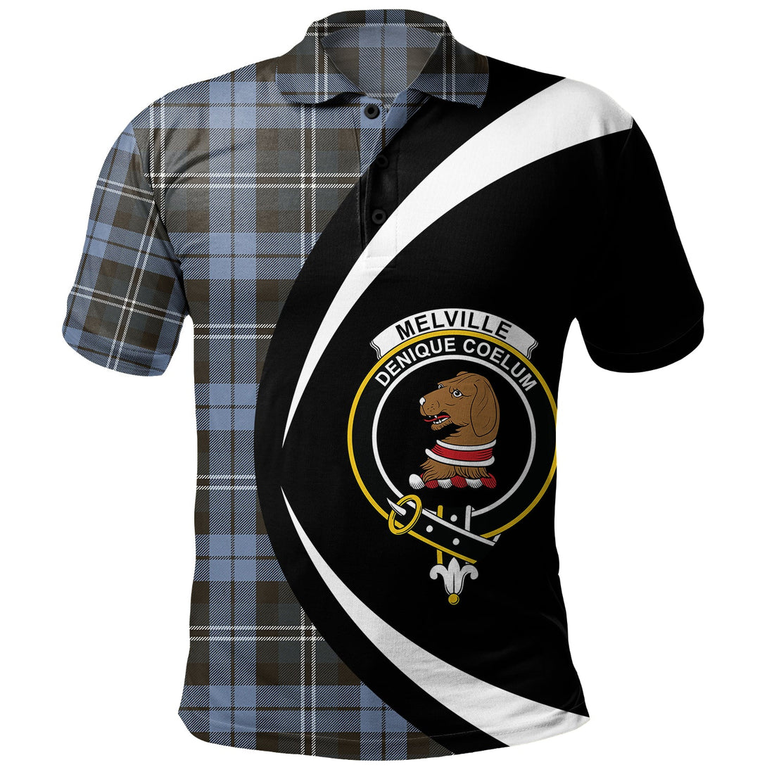 Melville Weathered Clan Badge Tartan Polo Shirt Circle Style Personalized