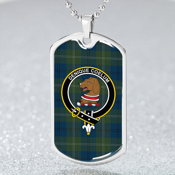 Melville #2 Modern Clan Badge Classic Tartan Dog Tag Necklace