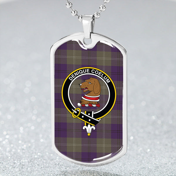 Melville #2 Weathered Clan Badge Classic Tartan Dog Tag Necklace