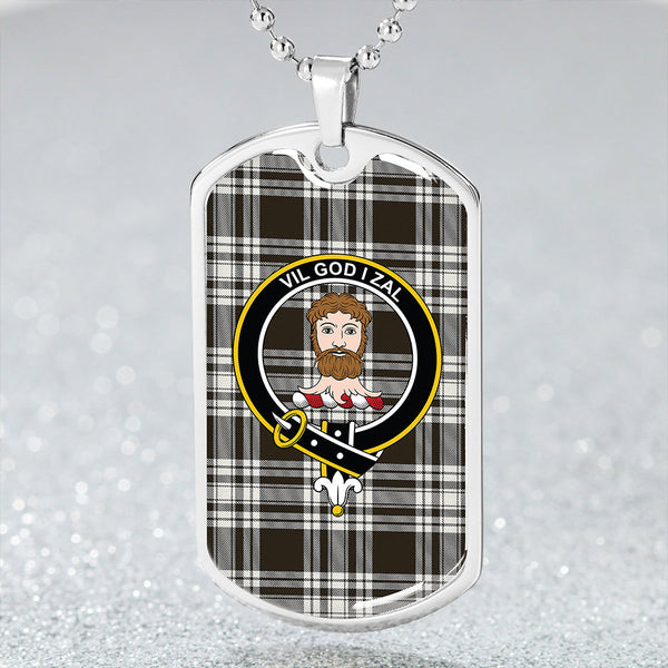 Menzies 1938 Weathered Clan Badge Classic Tartan Dog Tag Necklace