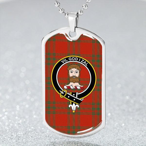 Menzies Ancient Clan Badge Classic Tartan Dog Tag Necklace