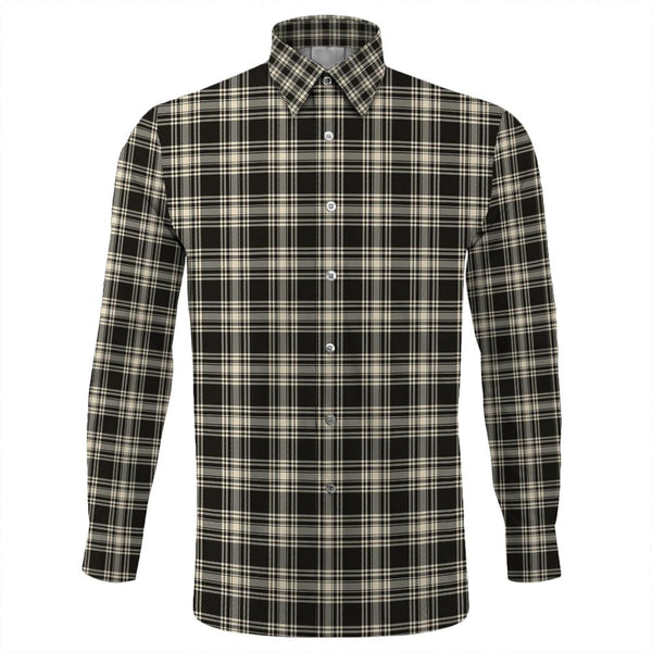 Menzies Black & White Ancient Tartan Classic Long Sleeve Button Shirt