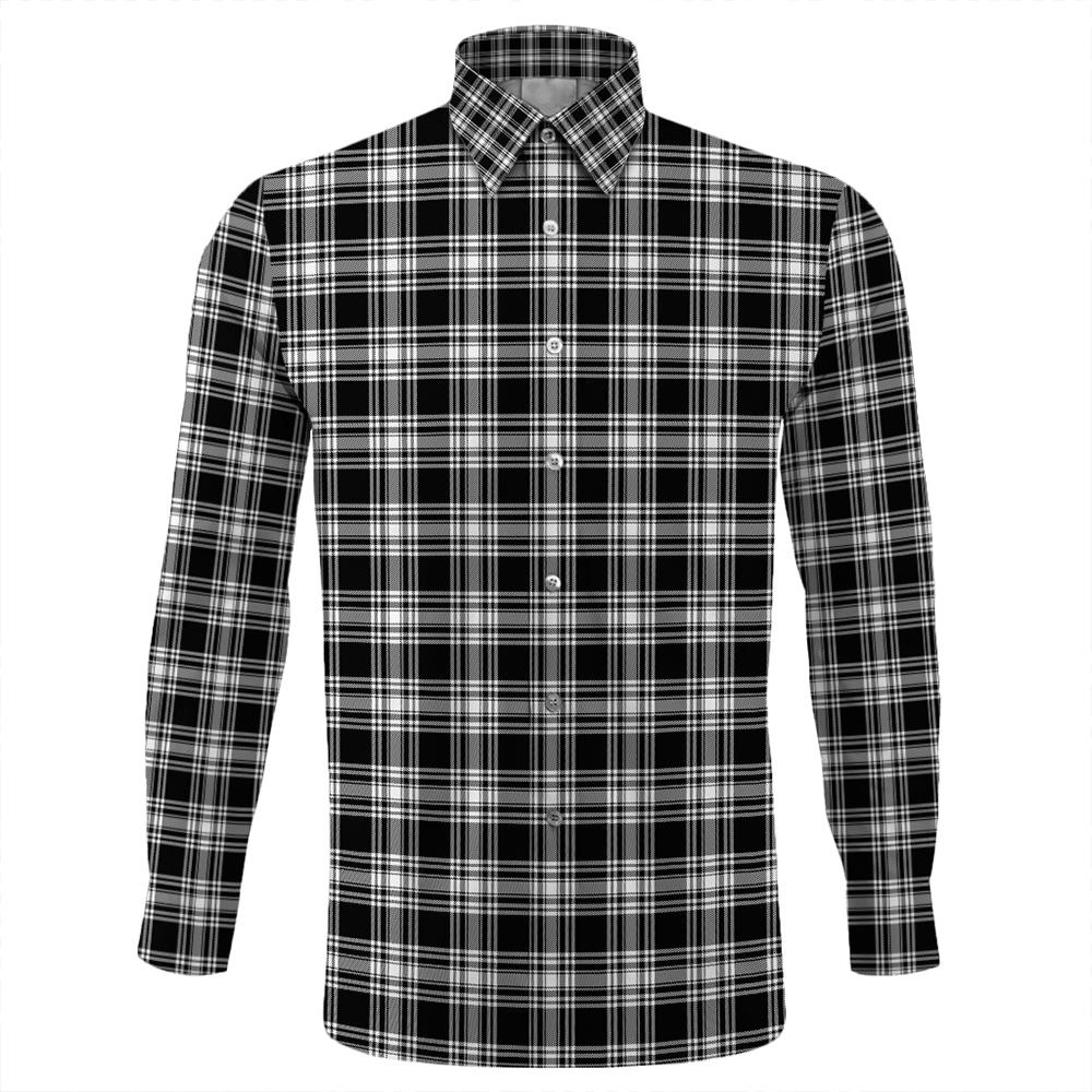 Menzies Black & White Modern Tartan Classic Long Sleeve Button Shirt