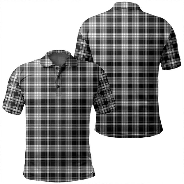 Menzies Black & White Modern Tartan Classic Polo Shirt