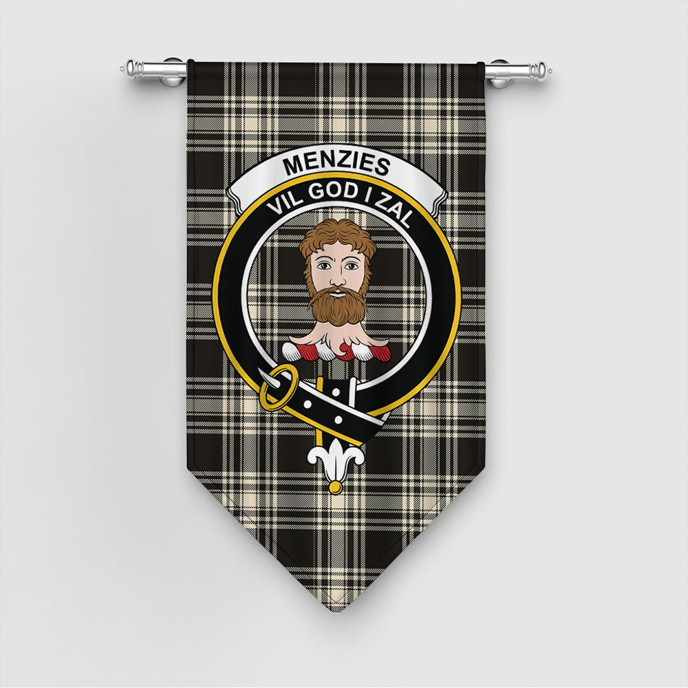 Menzies Black & White Ancient Tartan Classic Crest Gonfalon